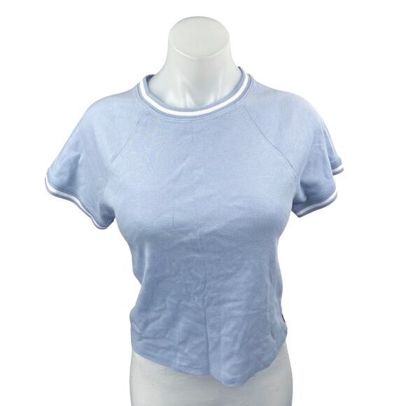 NEW Levi's Women's Blue Short Sleeve Crew Neck Slim Fit T Shirt Tee Top Size L - Picture 1 of 5
